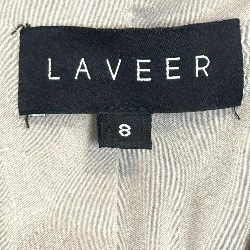 Laveer Black Cropped Blazer White Piping & Greek Key Trim Made in NYC Size 8 - Picture 4 of 7